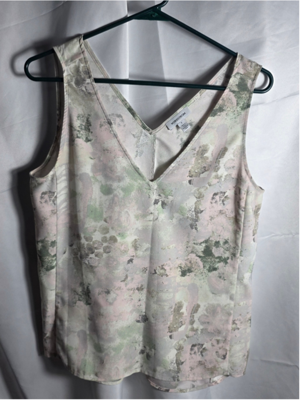 Women's Nordstrom Floral Tank Top S Beige Green cottagecore boho-chic trendy